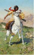 Franz Roubaud The caucasian warrior oil painting